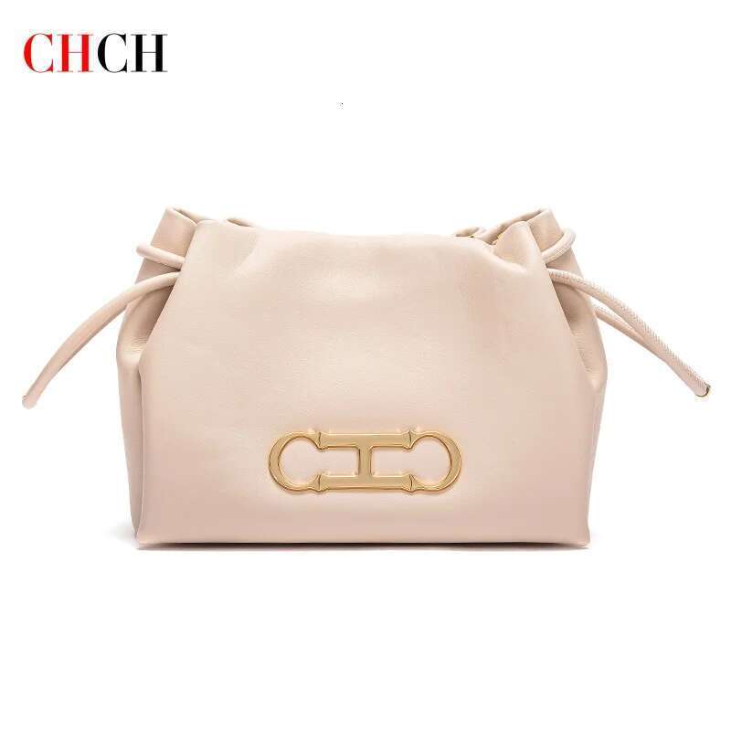 CHCH Women's Shoulder 2024 New Simple Commuter Black Drawstring Cloud Bag Wallet