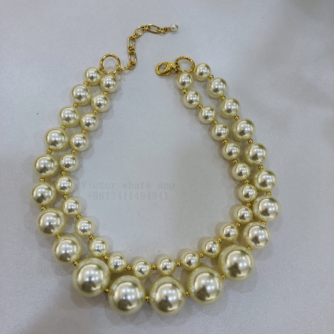 BIG pearl necklace for women double Top quality chain reinforced inner ring length 42+5CM Wholesale price customize You brand Pearl Necklace 004