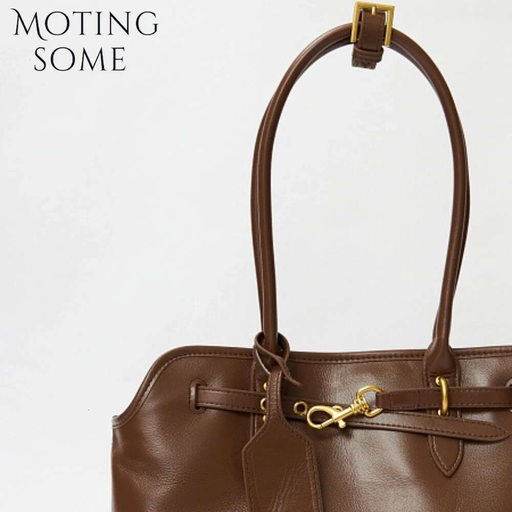 Motingsome Natural Cowhide Skin Roomy Women Shoulder Designer Bag Fashion French Style Chic Lady Casual Tote