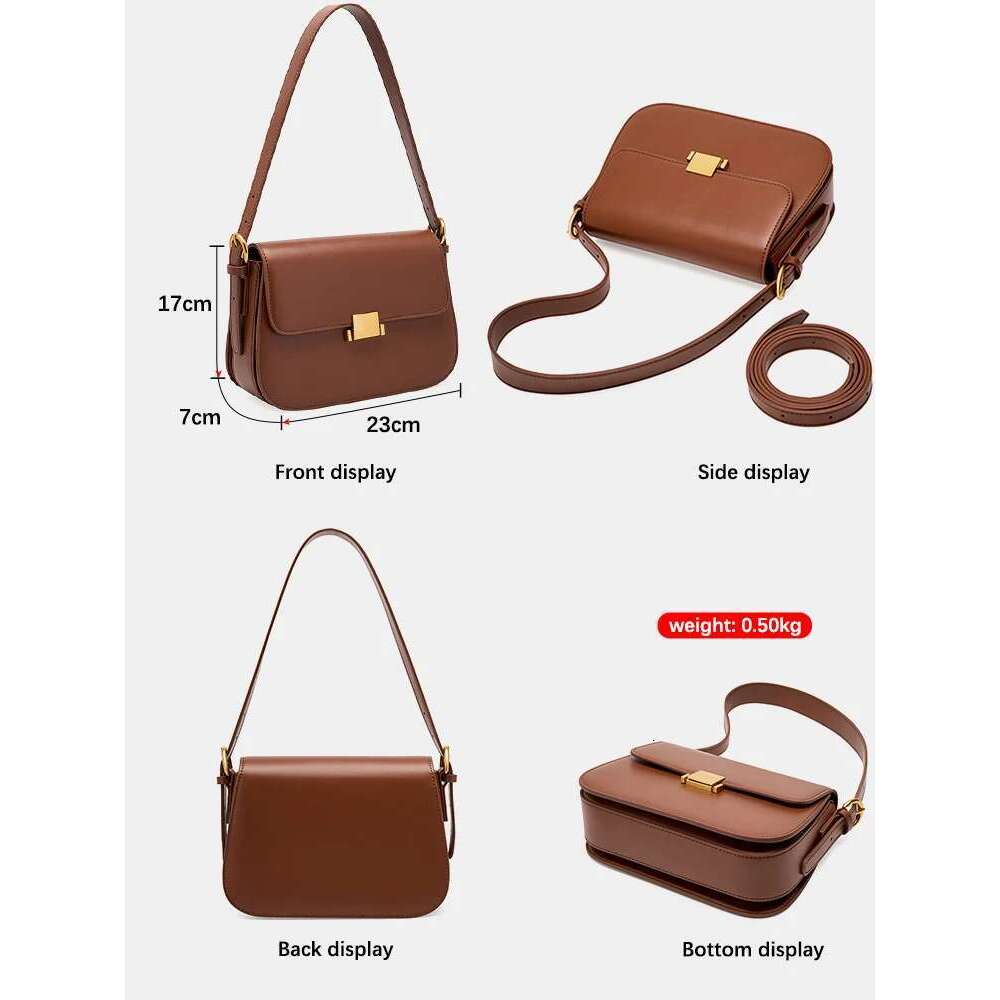 Zency Premium Design Armpit Women's Genuine Leather Handbag Spring Summer Fashion Square Bag Shoulder Crossbody Gift Ba