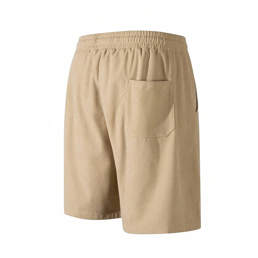 Summer Men Corduroy Sweatpants Casual Shorts Mens Beach Basketball Short Trousers Solid Color Label Sportswear 250515