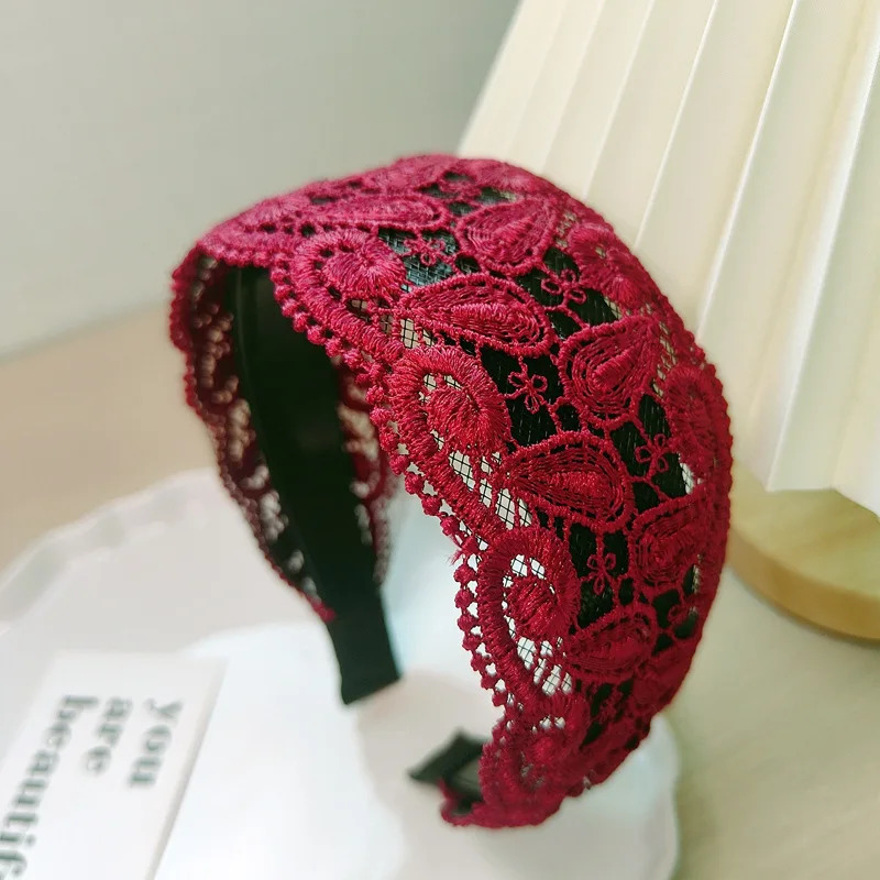 Widened Paisley Hollow Lace Hair Hoop Hair Accessories 250509