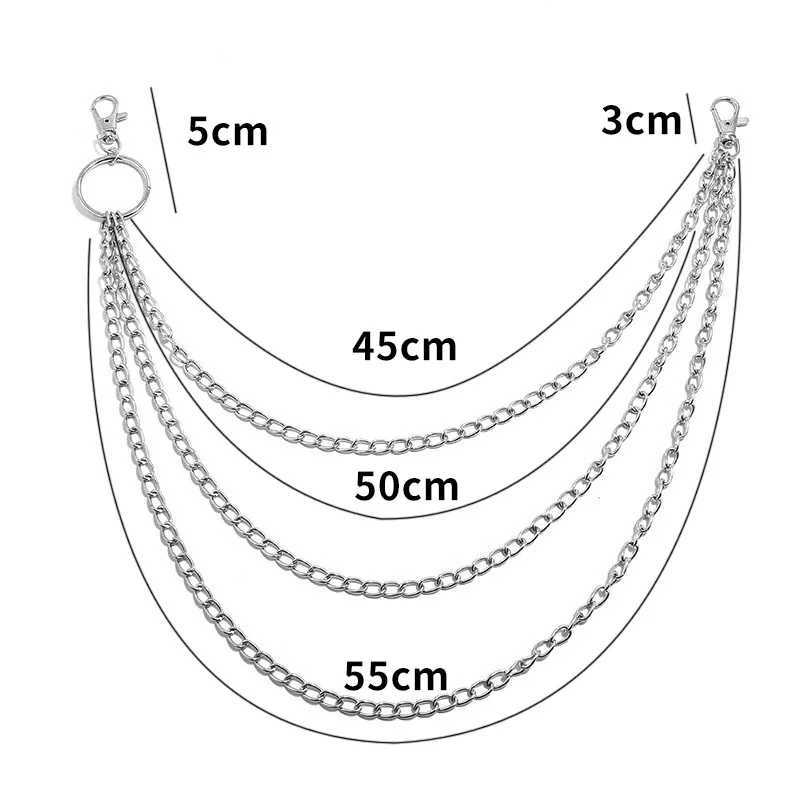 Metal Belt Chain HipHop Rock Punk Hook Trousers Pants Waist Link Metal Wallet Chain Keychain Ring Clip Keyring Jewelry Y250515