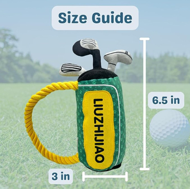 Golf Bag Squeaky Plush Dog Toys, Stuffed Plush Chew Toys with Durable Nylon Rope, Cute Soft Dog Toys for Teeth Cleaning, for Small Medium Large Dogs E