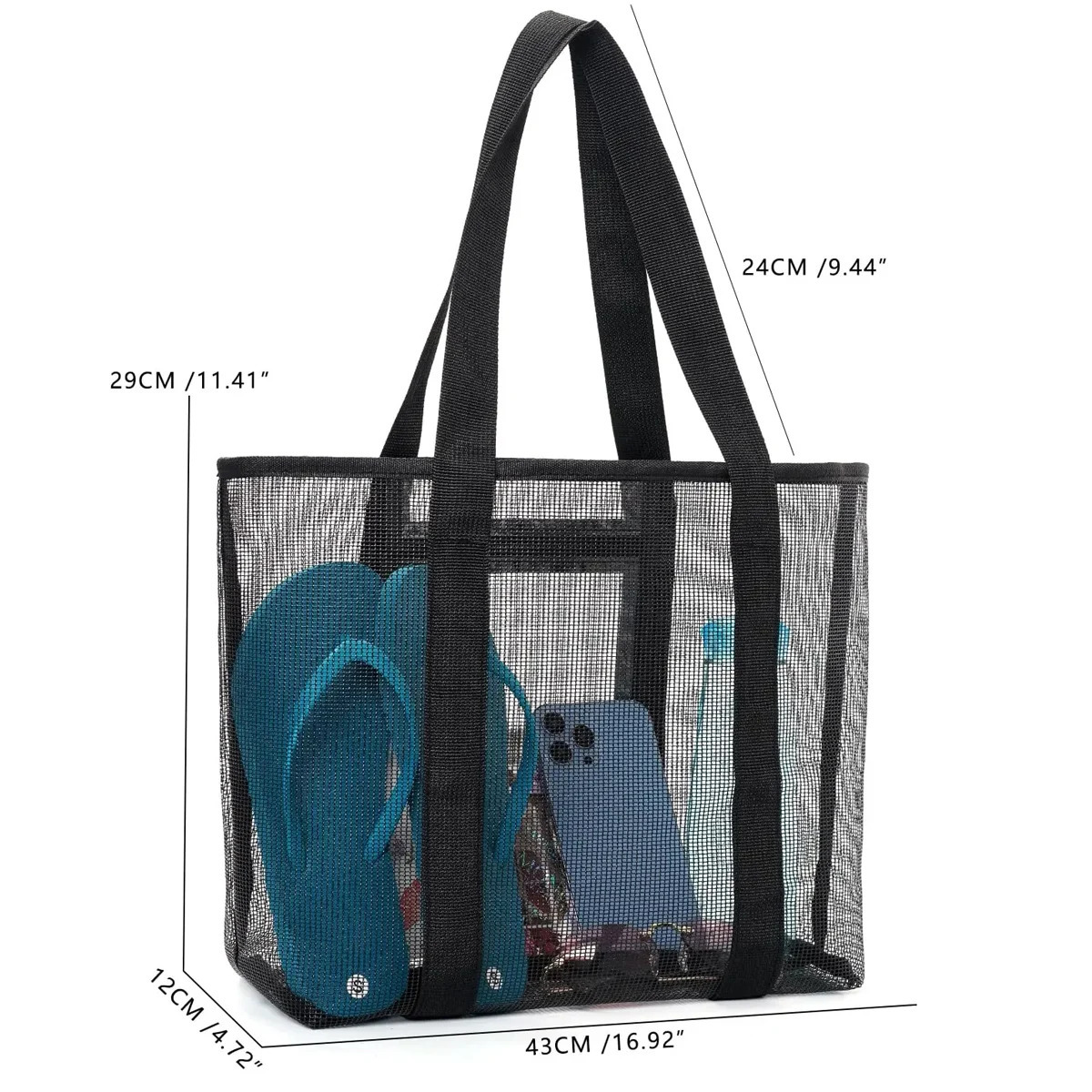 1PC Hollow polyester mesh beach bag large capacity travel washing bag swimming storage bag minimalist mesh beach bag 250515