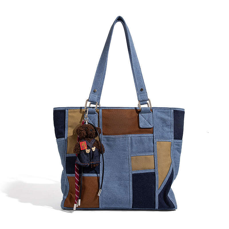 Women's Bags Designer Design Canvas Denim Tote Women's Spliced Large Capacity Bag, Commuting Guangzhou Bag