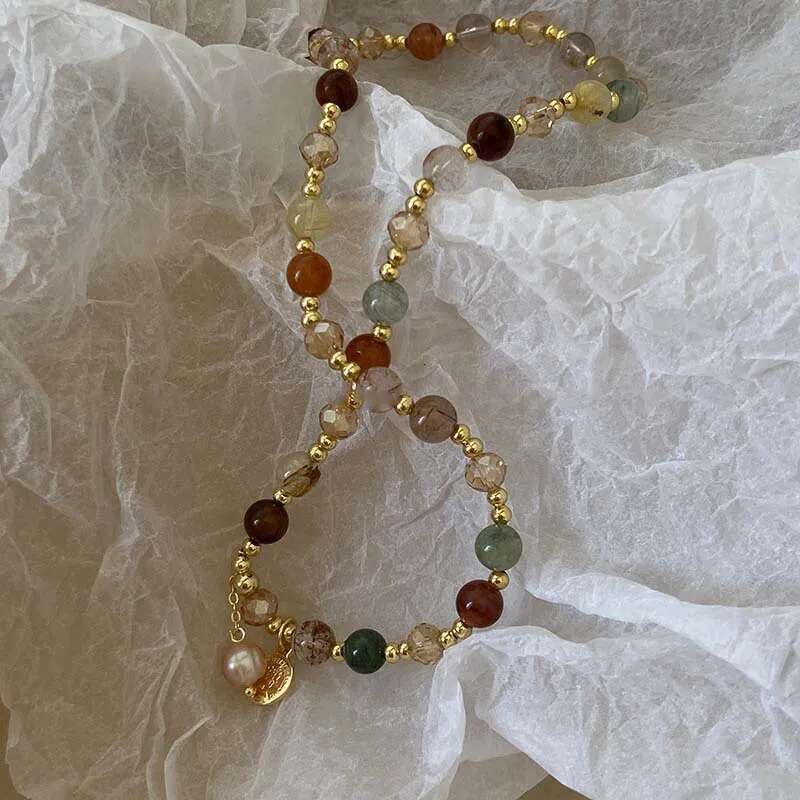 Vintage Double Layered Crystal Pearl Beaded For Women Ethnic Natural Stone Beads Wrap Bangle Bracelet Jewelry Gifts