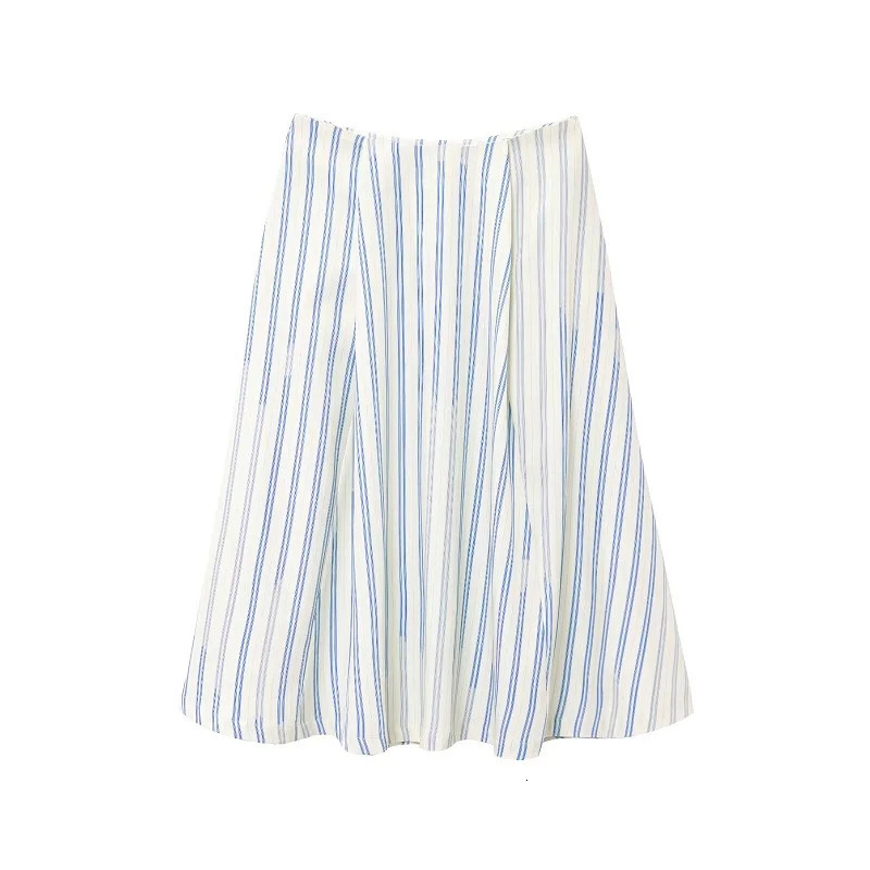 TRAF Striped Long Skirts for Women Print Flared Womens Skirt Sets Summer Mid Waist Midi Woman Holiday Outfits 250515