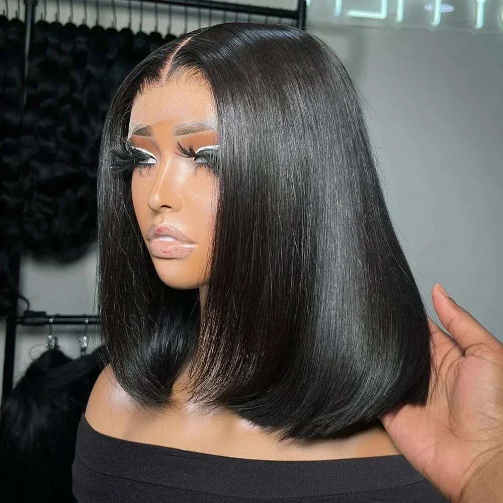 13x4 13x6 HD Bone Frontal Human Hair Brazilian 100% Short Wig For Women 200% Straight Lace Front Bob Wigs