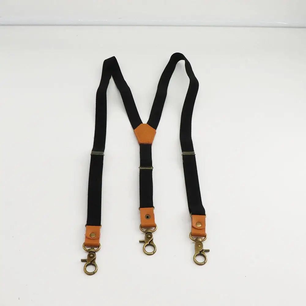 Straps Solid Color For Men Stripe Strap Clip 3 Hooks Tie Suspenders Clips Hanging Pants Clip Adjustable Braces 250515