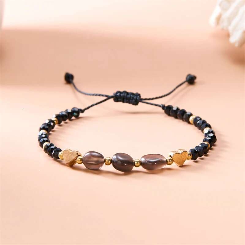 Natural Stone Love Heart Pendant Charm For Women Fashion Handmade Braid Adjustable Bracelet Energy Healing Jewelry Gift