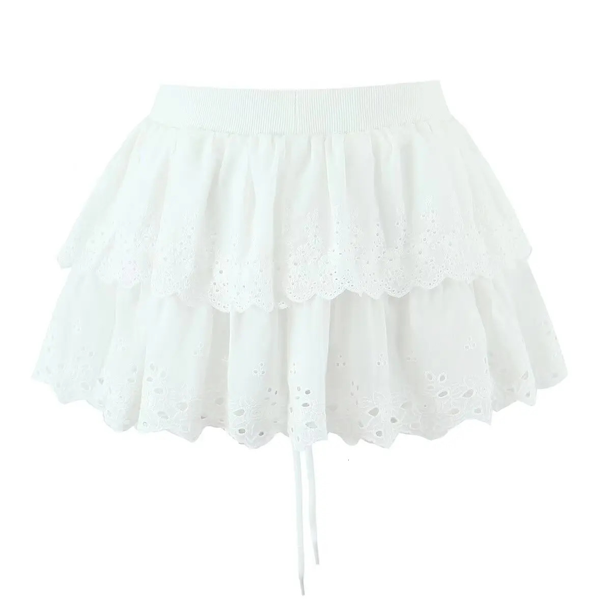 UNIZERA womens short skirt with layered lace and fluffy solid color temperament summer 250515