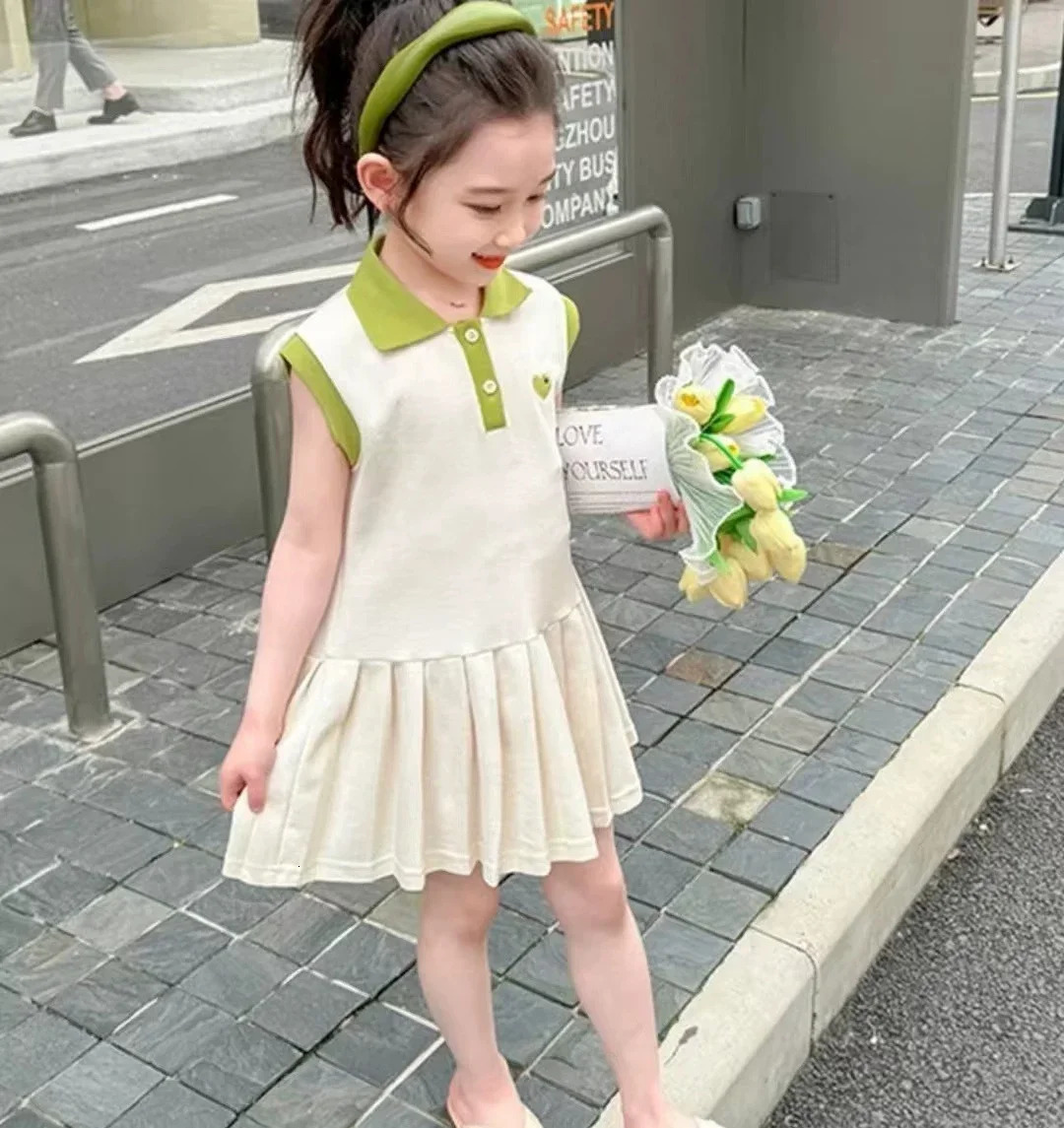 Children Dress Spring Summer Turn-Down Collar Kids Clothes Fashion Toddler Baby Girls Clothing Summer Dress Girl Clothes 250515