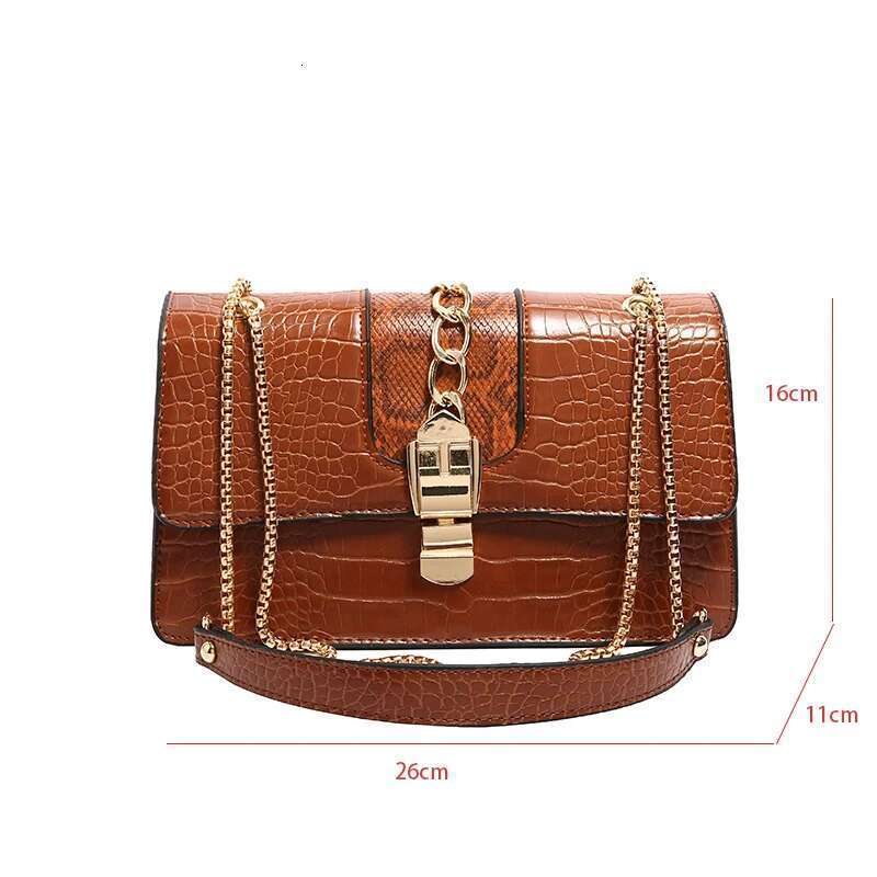 New Chain Messenger Bag Women Fashion Shoulder Handbag Small Purse Crocodile Pattern PU Leather Crossbody Bags
