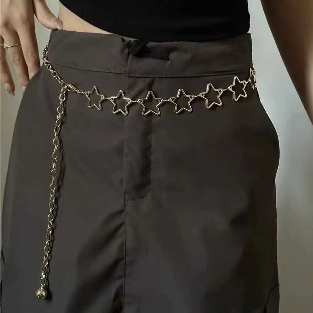 Punk Style Metal Waist Belts Retro Decorative Hollow Out Stars Dress Waist Chain Clothing Accessories Chain Belt Y250515