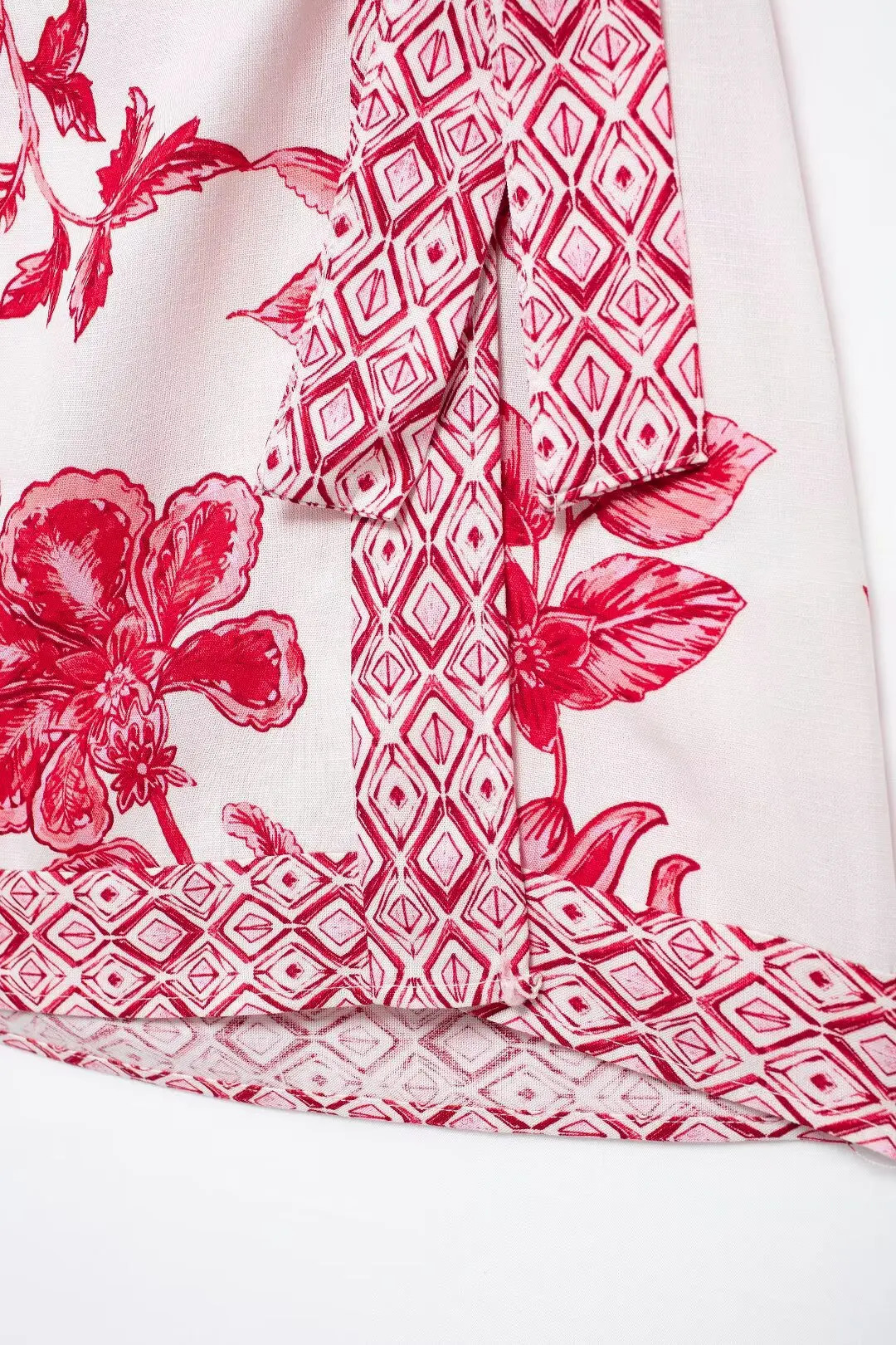 Zevity Women Vintage Red Totem Floral Print Lace Up Wrapped Mini Sarong Skirt Skirts Casual Slim Dresses QUN9182 250515