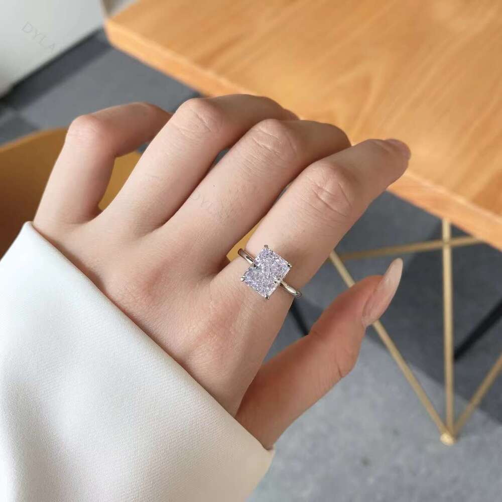 Dylam boutique 8A zircon engagement and stone, wedding accessory S pure silver women's ring with gold plating