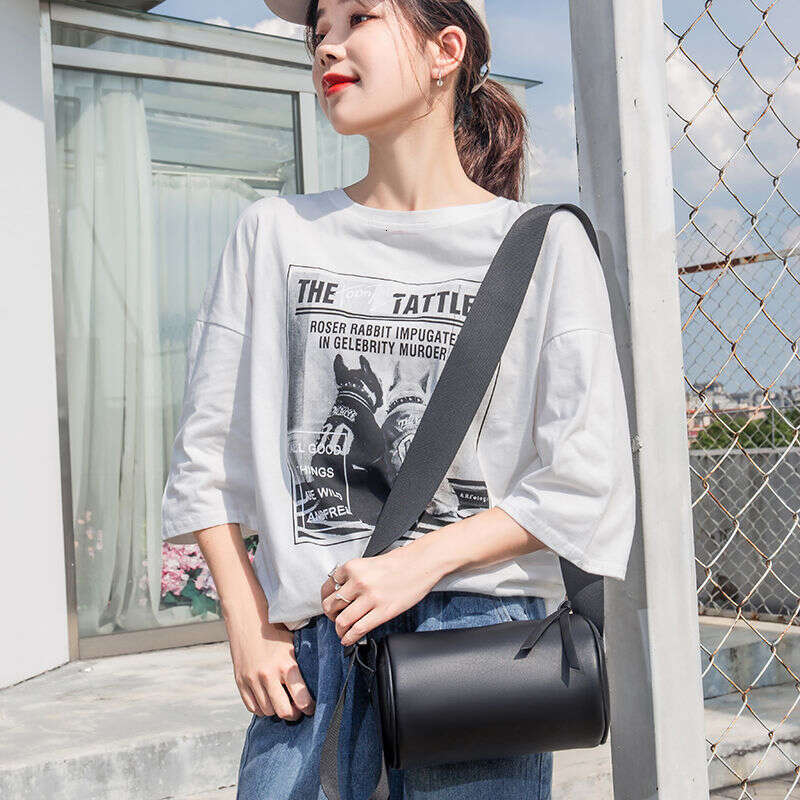 2025 New Women's Trendy Bucket Versatile Single Cross Shoulder Broadband Roller Cylindrical Bag
