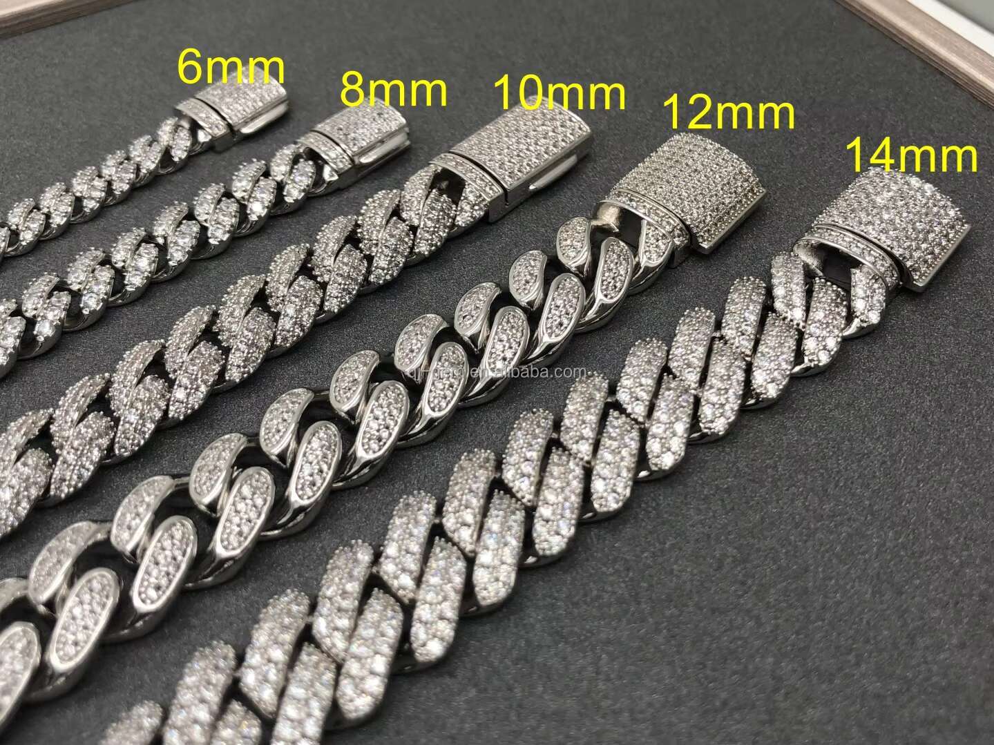 Iced Out Moissanite Dia Custom Hip Hop Jewelry Gold Plated Cuban Chain Bracelets