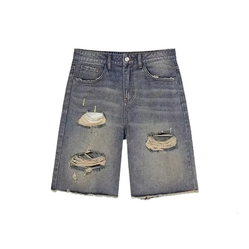 High-Waisted Straight-Leg Shorts Womens Spring Summer Plus-Size American Style Streetwear Jeans 300lbs Weight Limit 250514