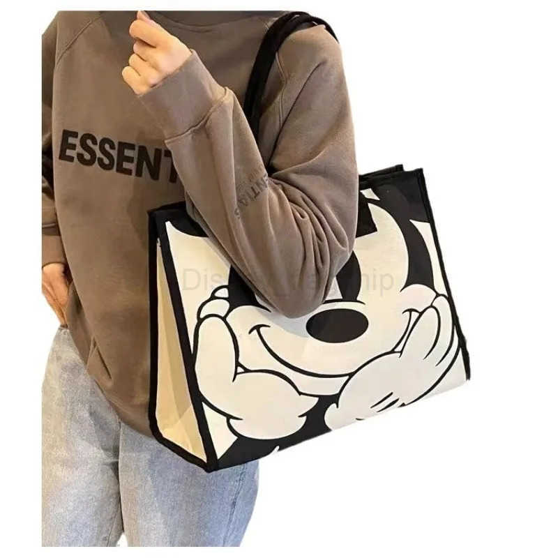 Disneys New Cartoon Mickey Casual Versatile Womens Large-capacity Canvas Bag Fashionable Work Commuter Handbag Bags for WomenXJ250515