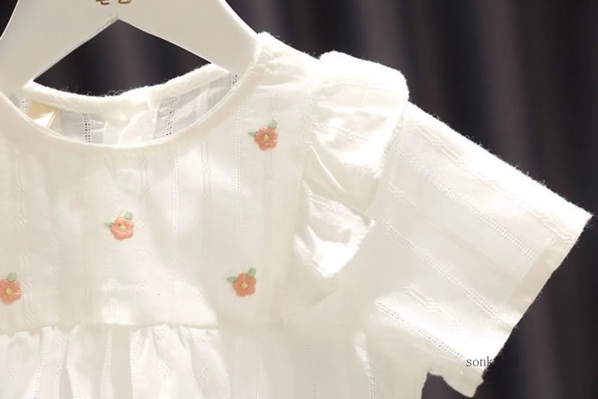 Summer Girls T-shirt Childrens Baby Cute Flower Short-sleeved Top Little Girl Cotton Bottoming Shirt Kids 250515