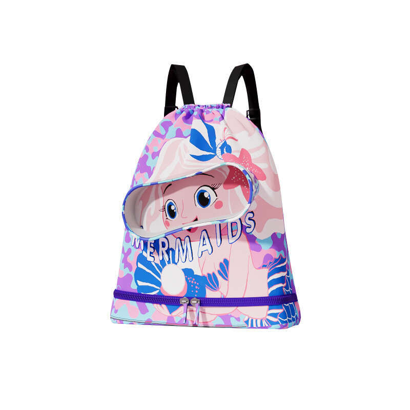 Dry wet separation swimming children's grooming bag, waterproof backpack for boys girls, travel cute and portable beach bag