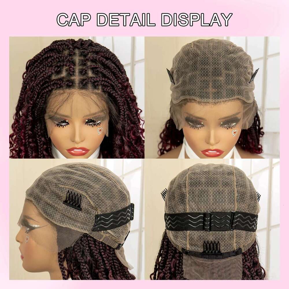 14 Inches Short Bury Box Full Lace Synthetic Boho Braids Wig for Women Ombre Color Braided Wigs