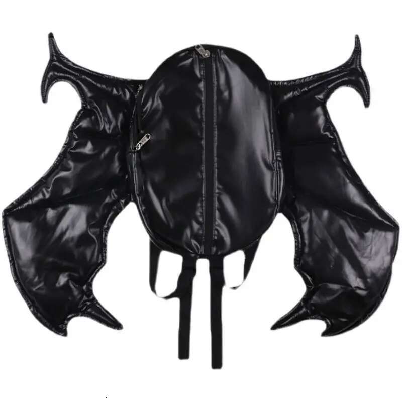 Personality Streetwear Hip-hop Bat Bags Y2k Aesthetic Fashion Vintage Backpack Pu Leather Zipper Casual Backpacks Design