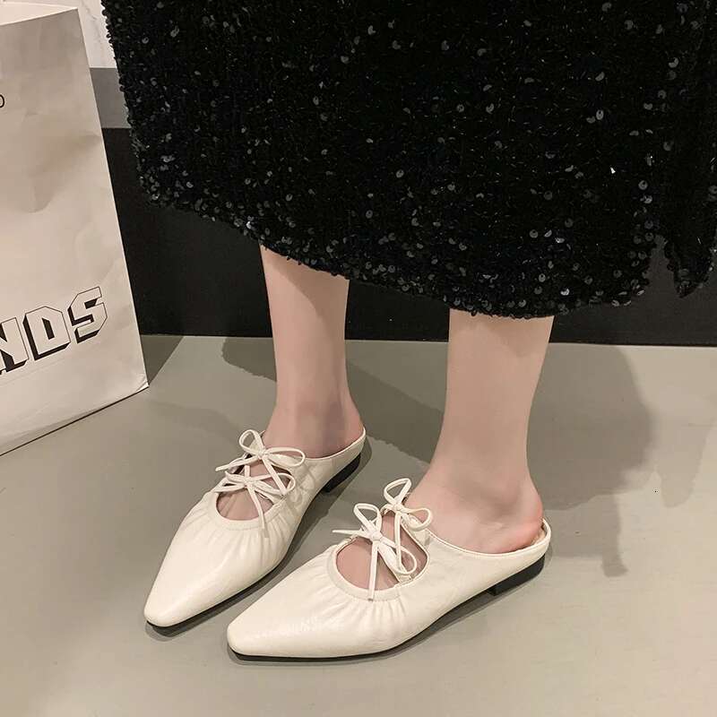 2025 New Summer Cover Toe Women Mules Slippers Fashion Shallow Slip on Singbacks Shoes Ladies Party Dress Flats Slides