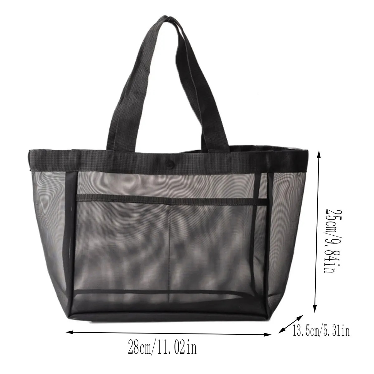Solid color gauze handbag transparent storage bag shoulder bag beach bag Large capacity mall transparent net shopping bag one pa 250515