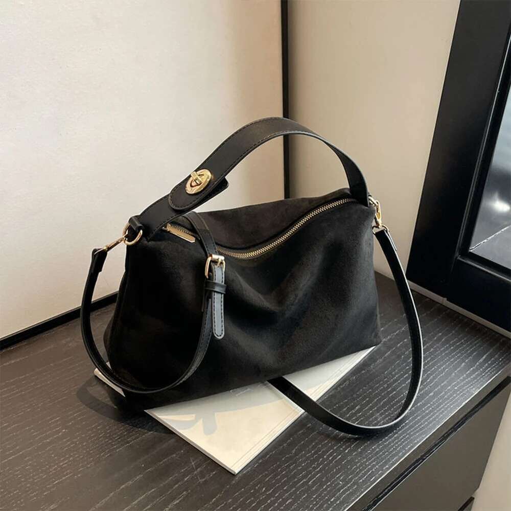 Zipper Faux Suede Pillow Shoulder And Crossbody Bags Simple Solid High Quality Handbags For Women 2024 Fashion Classic Versatile
