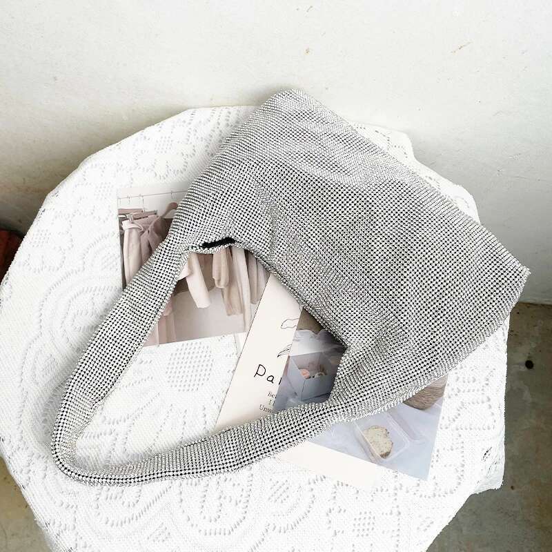 Rhinestones Evening Purses And Handbag Designer Hobo Shoulder Shiny Crystal Clutch Purse Bucket Bag