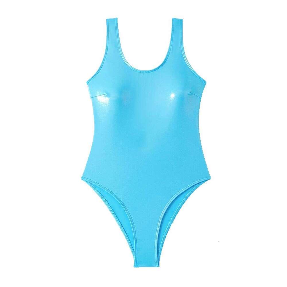 Hot stamping fabric women's swimsuit reflective gold sier one-piece sexy bikini 2025 temperament versatile new trend clothing ins