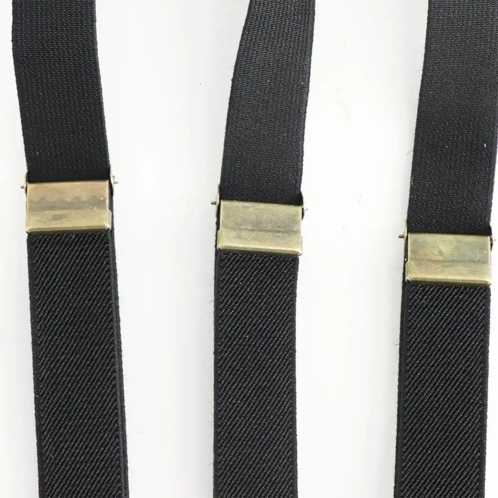 Straps Solid Color For Men Stripe Strap Clip 3 Hooks Tie Suspenders Clips Hanging Pants Clip Adjustable Braces 250515
