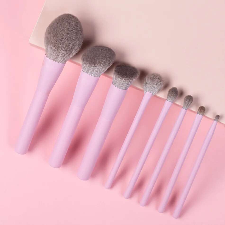 Pink Makeup Brushes Set Synthetic Hair Vegan 8 Pcs Foundation Eye Shadows Blending Powder Make Up Brush Kit Tool