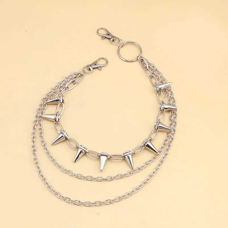 Fashion Hip-hop Punk Metal Rivets Pants Chain Multi-layer Waist Chain Dress Up Pants Hundred With Jewelry Emo Accessories Gifts Y250515