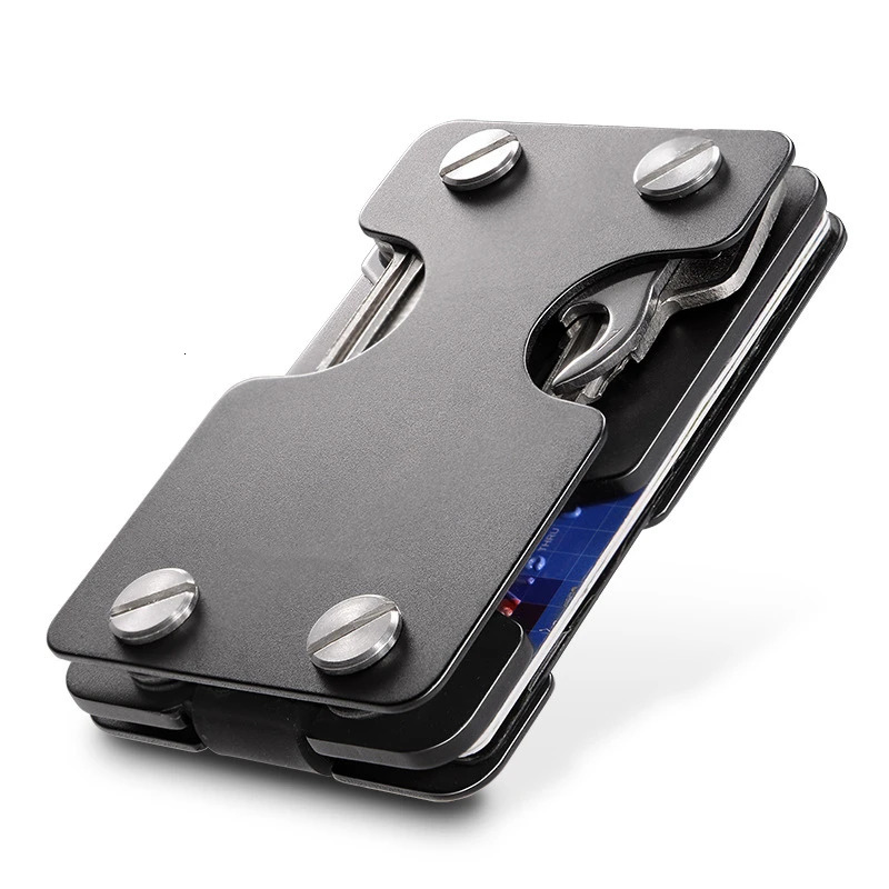 2 in 1 portable metal aluminum alloy key chain organizer clipper storage wallet holder money credit card openner man EDC gift 250515