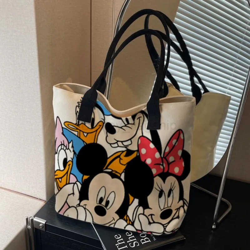 Disney New Cartoon Minnie Mickey Female Student Schoolbag Fashionable Commuting Bag Portable Large Capacity Tote Mommy BagXJ250515