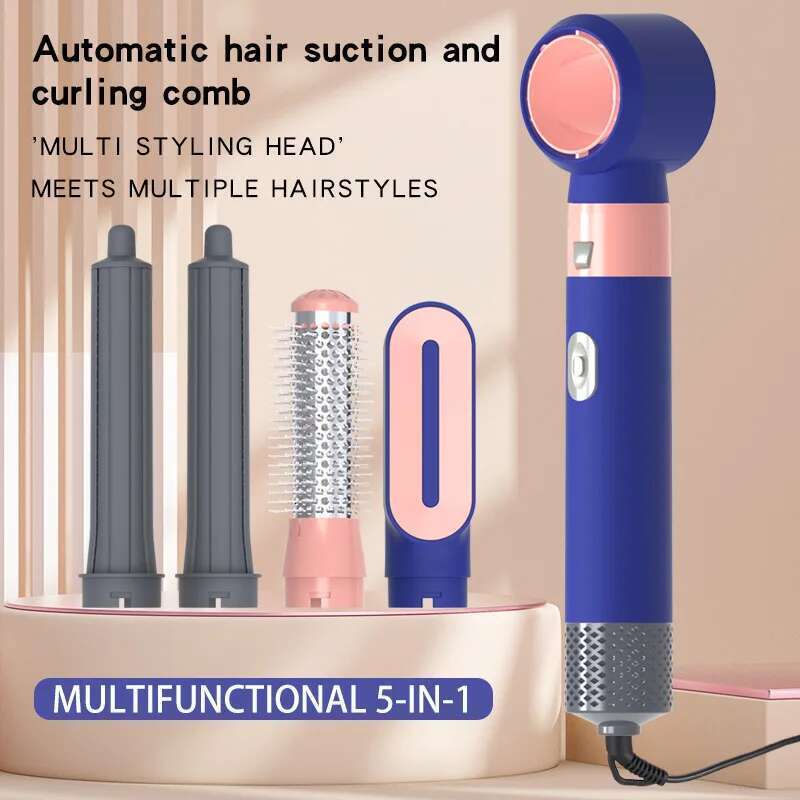 US/UK/EU 5 in 1 Straight Tool Automatic Curling Hair Dryer with Curlers Styling Carrying negative ions
