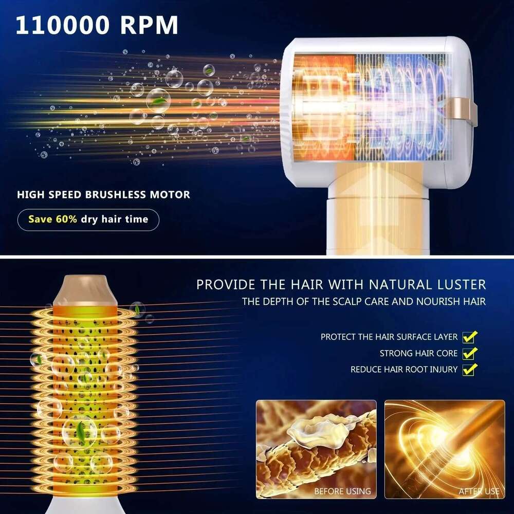 7 in 1 Styler Hair Dryer 1400W Powerful Straightener Brush Hot Comb Set Multi-Style Professional Curling Iron