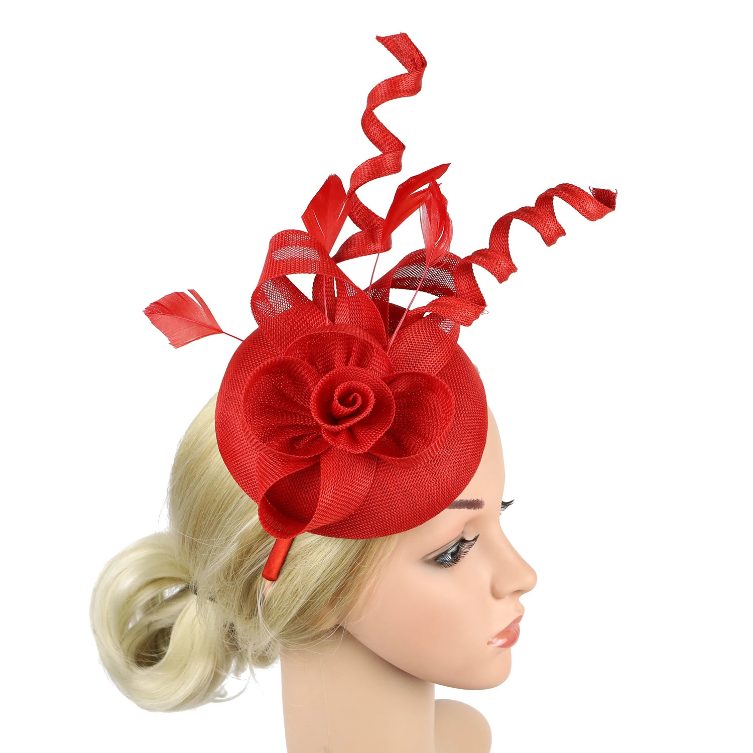 Sinamay Lady Flower Fascinator HatHeadband with ClipsPillbox Hat Cocktail Tea Party Headwear for Women 250514