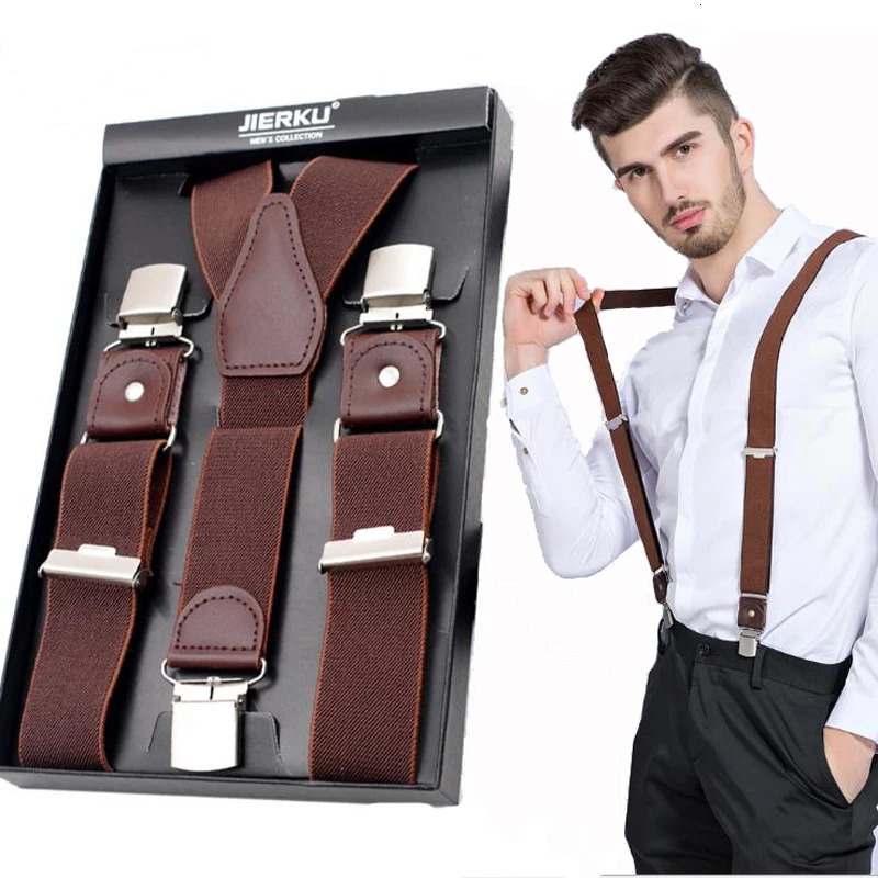 Mans Suspenders Braces 3 Clips Leather Casual Suspensorios Trousers Strap Gift For Dad High Quality Tirantes 250515