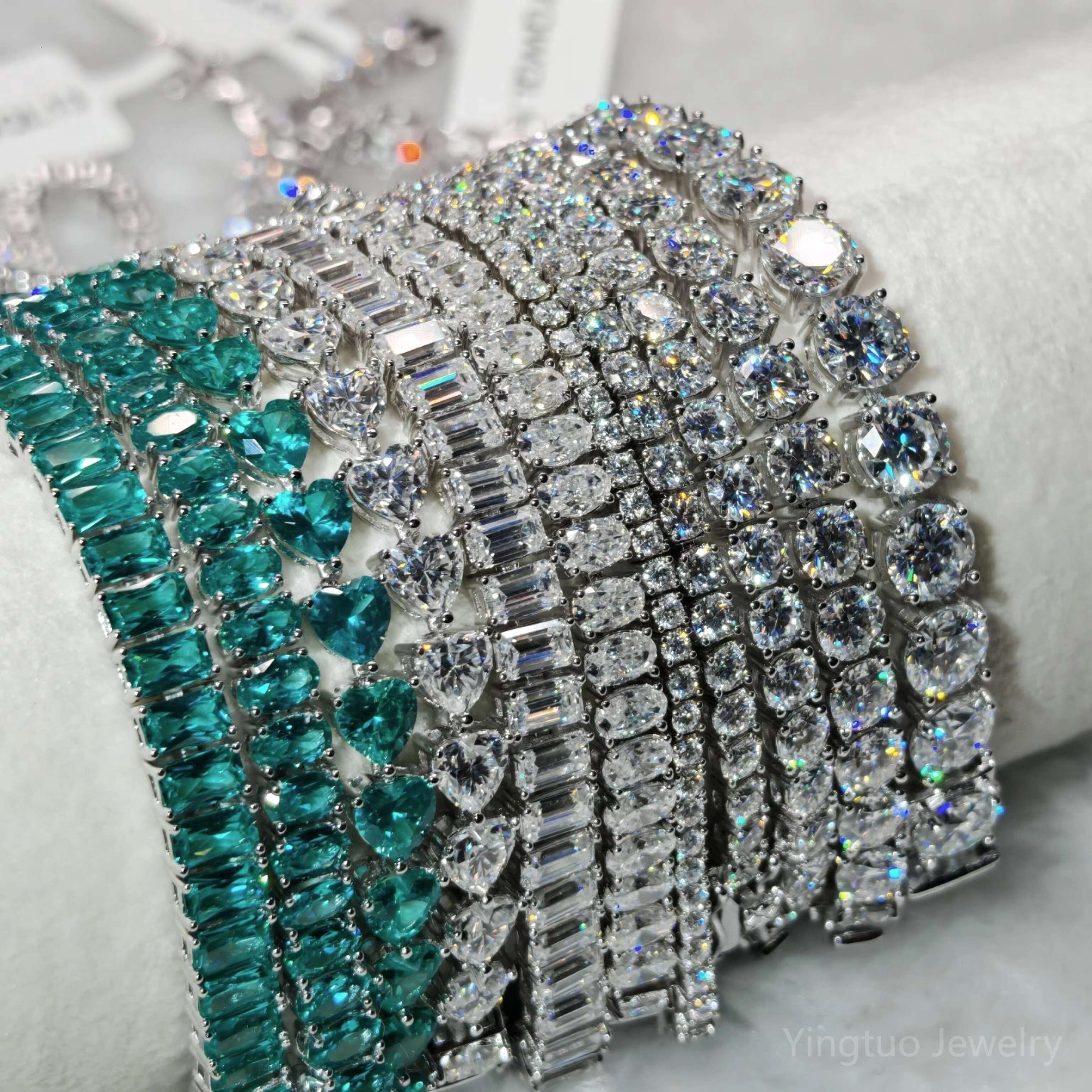 Fine Jewelry 925 Silver Ice Cut D VVS Moissanite Tennis Chain Necklace Bracelet Hiphop Cuban Link Chain with GRA Certification
