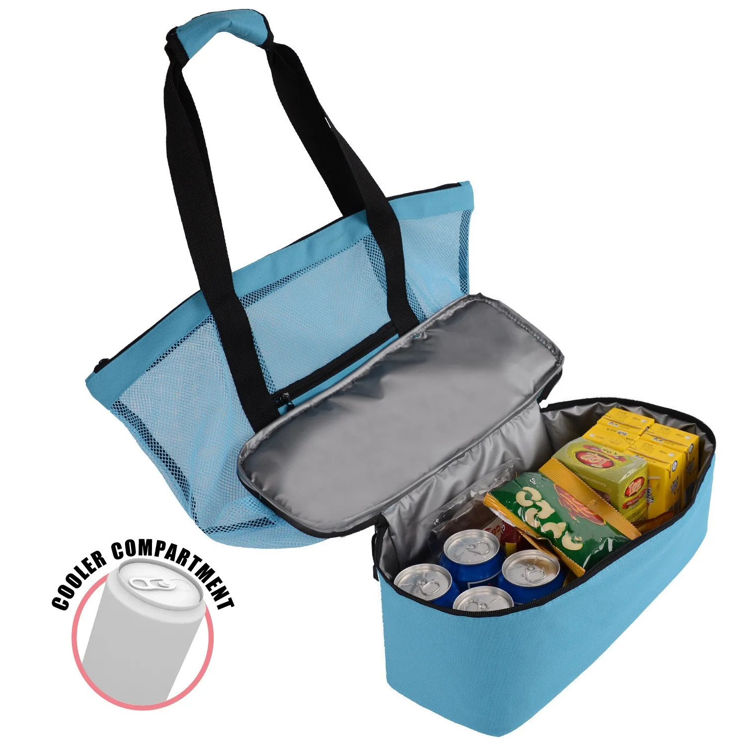High Capacity Women Mesh Transparent Bag Double-layer Heat Preservation Large Picnic Beach Bags Tote Office Lunch Snacks Bag 250515