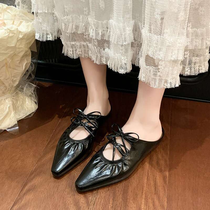 2025 New Summer Cover Toe Women Mules Slippers Fashion Shallow Slip on Singbacks Shoes Ladies Party Dress Flats Slides
