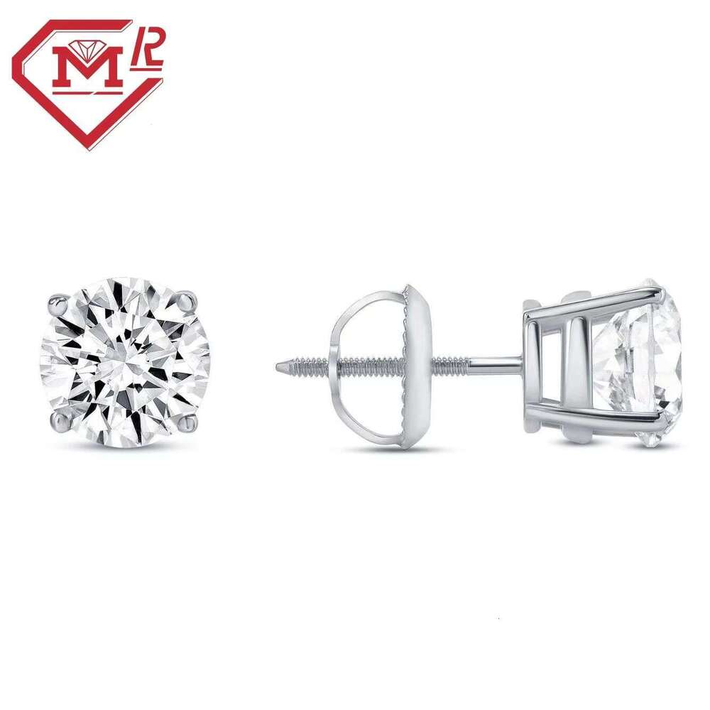 4-pack genuine 10k with screw back VVS round silicone earrings for both men and women