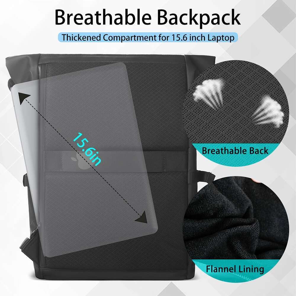 Heroic Knight Men's Travel Expandable 15.6 Inch Laptop Bag with USB Port Waterproof Rollup Backpack Leisure Mochilas