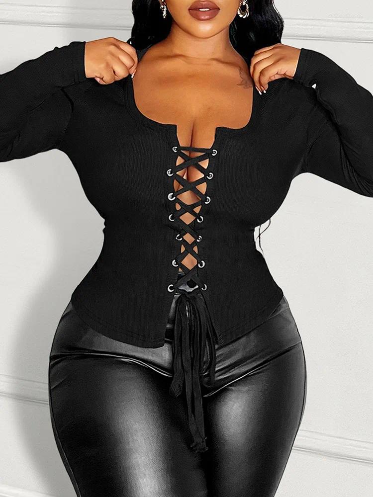 Shirt LW Womens Sexy Plus Size T-shirts 2025 Spring Long Sleeve Square Collar Fashion Bandage Bodycon Large Tees Tops Women