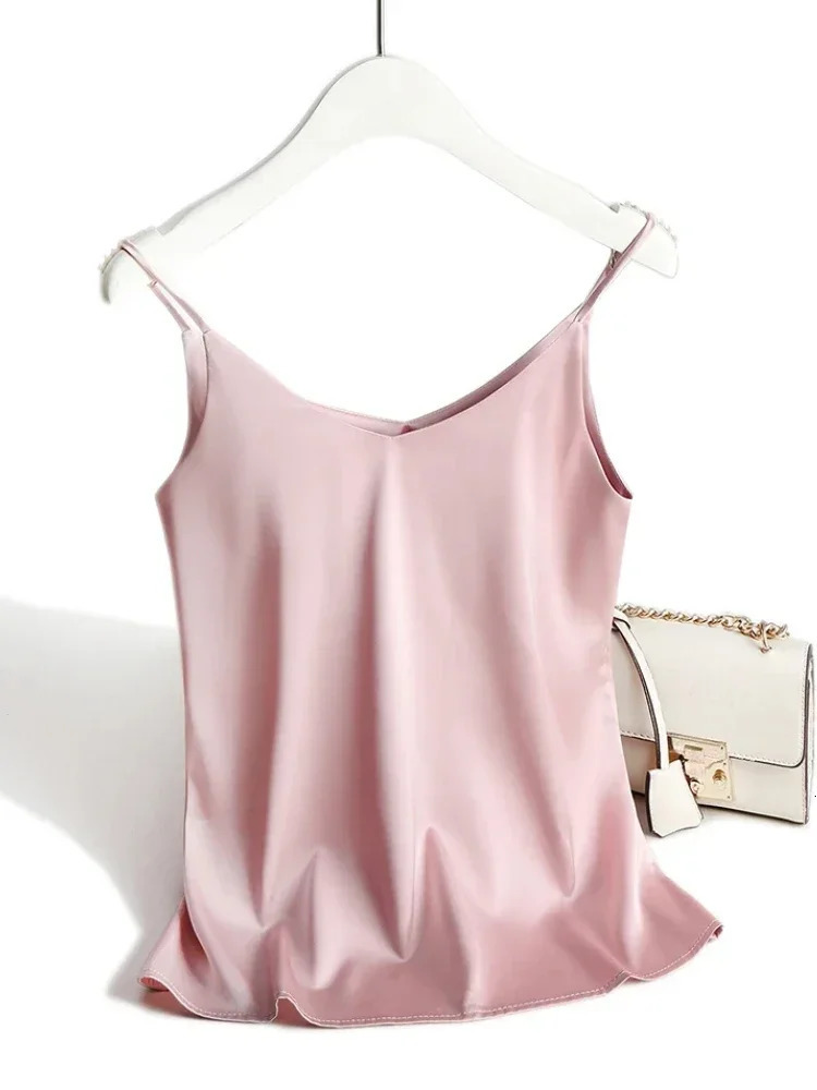 2025 Summer Camisole Slim Vest Sexy Women Sleeveless VNeck Gray Tee Tank Tops Female Solid BlackWhite Korean Crop Y2k 250506